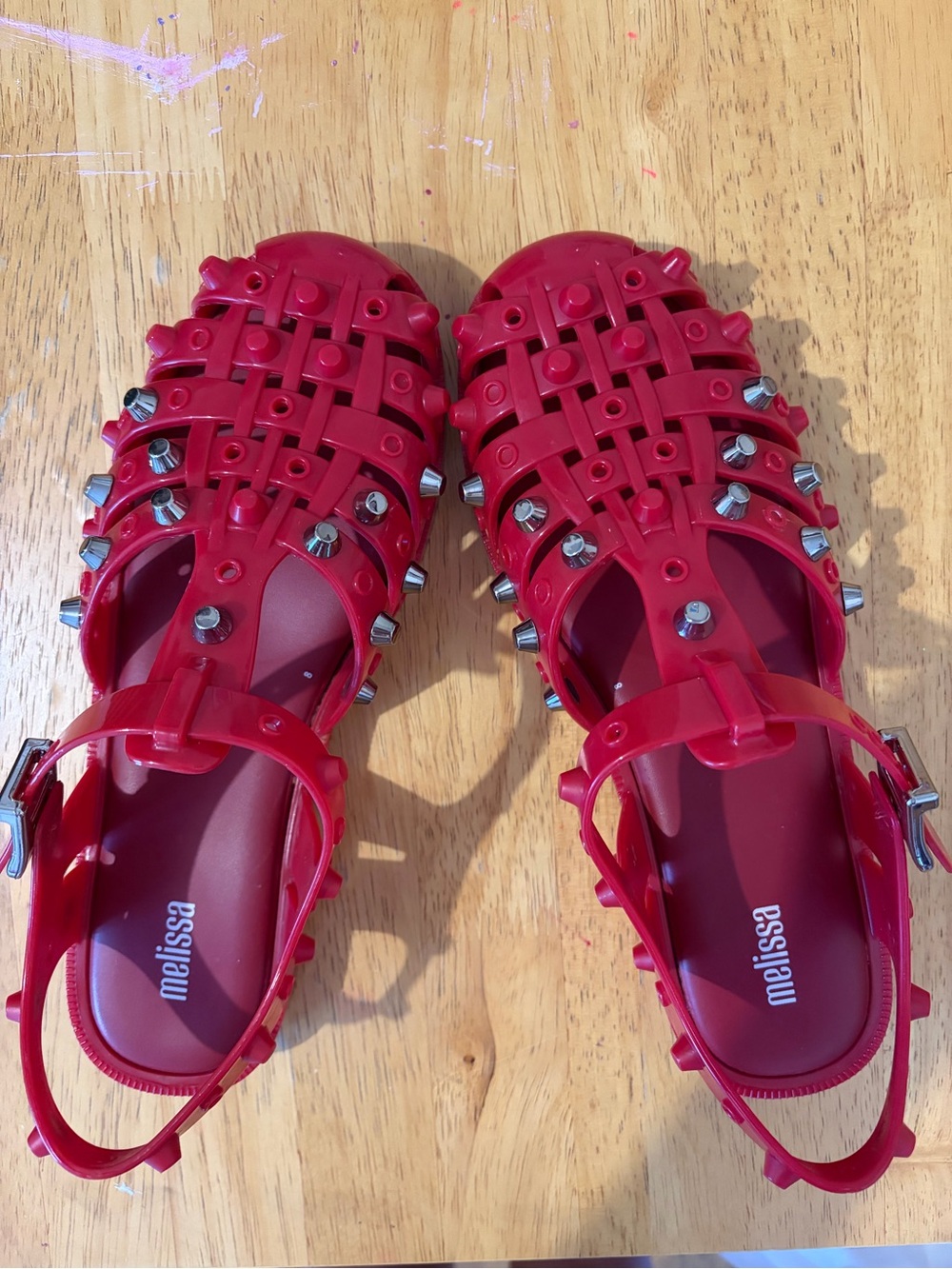 Melissa + Undercover Collaboration Red Spike Jelly Flats